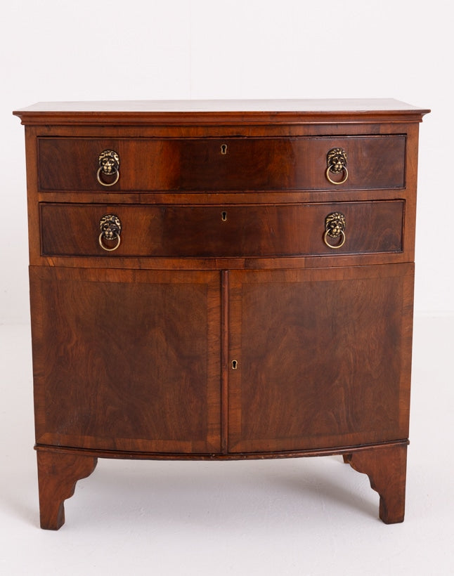Walnut Georgian Revival Bow Fronted Side Cabinet