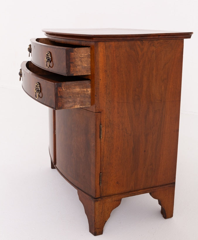 Walnut Georgian Revival Bow Fronted Side Cabinet