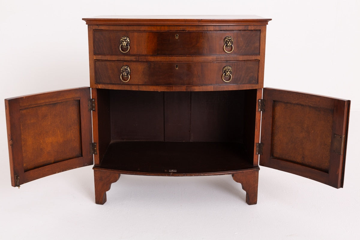 Walnut Georgian Revival Bow Fronted Side Cabinet