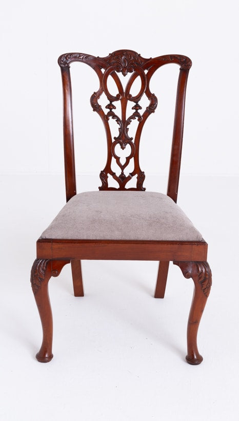 Set of 8 (6 + 2) Mahogany Chippendale Style Dining Chairs