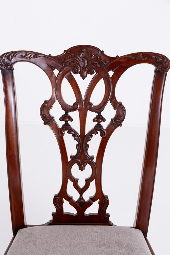 Set of 8 (6 + 2) Mahogany Chippendale Style Dining Chairs