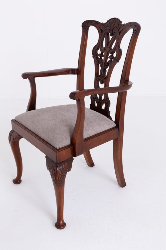 Set of 8 (6 + 2) Mahogany Chippendale Style Dining Chairs