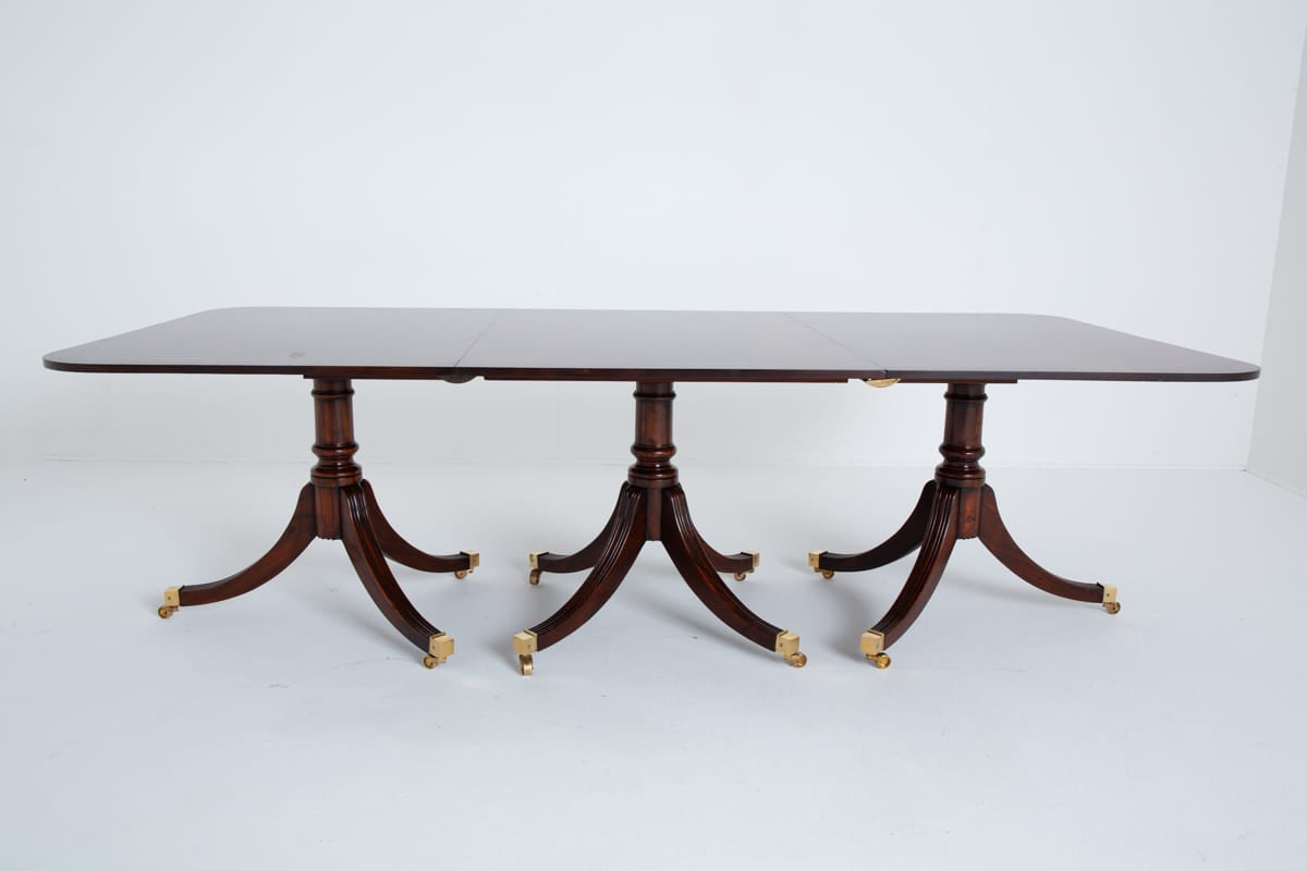 Regency Revival Rosewood 3 Pedestal Dining Table