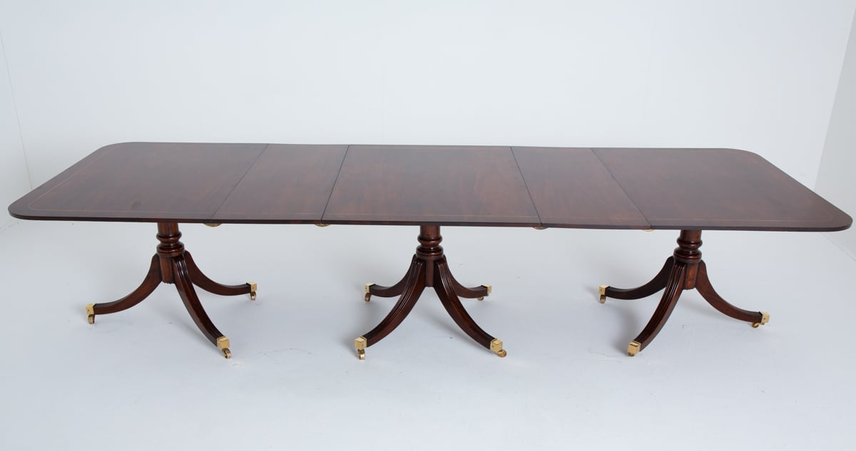 Regency Revival Rosewood 3 Pedestal Dining Table