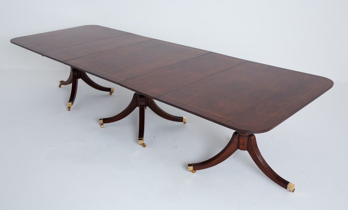 Regency Revival Rosewood 3 Pedestal Dining Table