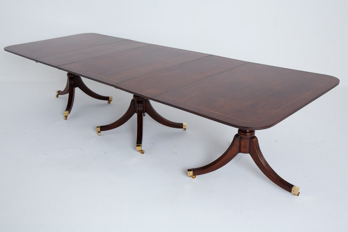 Regency Revival Rosewood 3 Pedestal Dining Table
