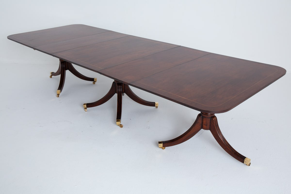 Regency Revival Rosewood 3 Pedestal Dining Table