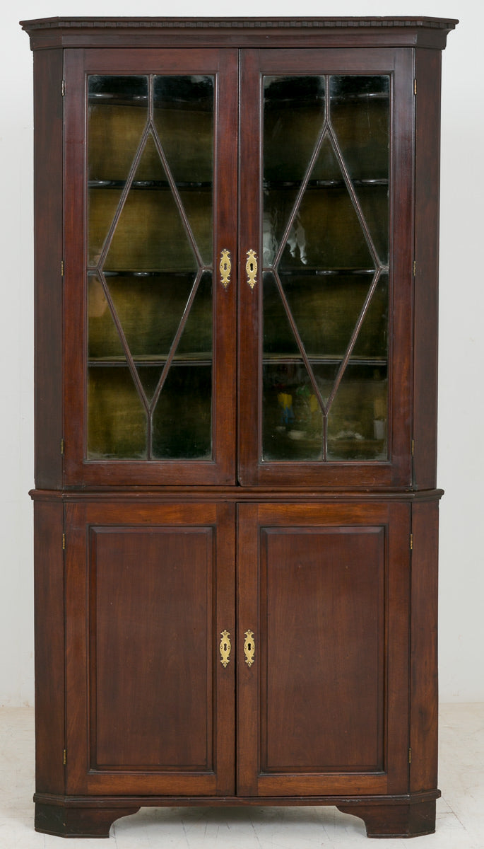 George II Mahogany Glazed Corner Cabinet