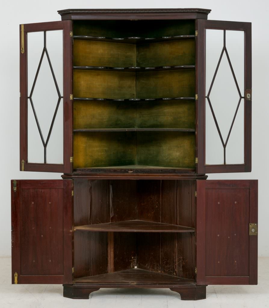 George II Mahogany Glazed Corner Cabinet