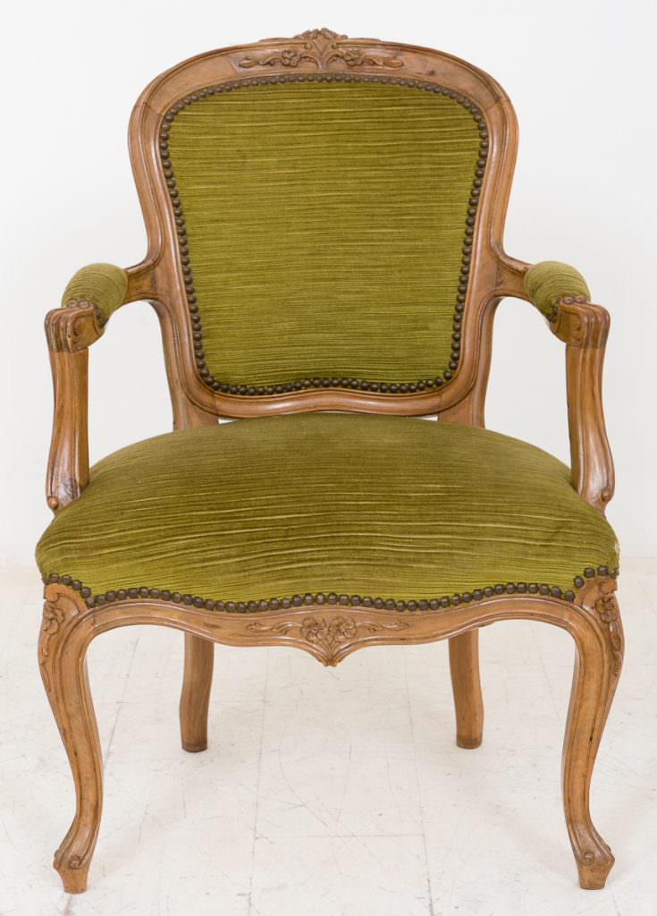 Pair of Pretty French Walnut Open Armchairs