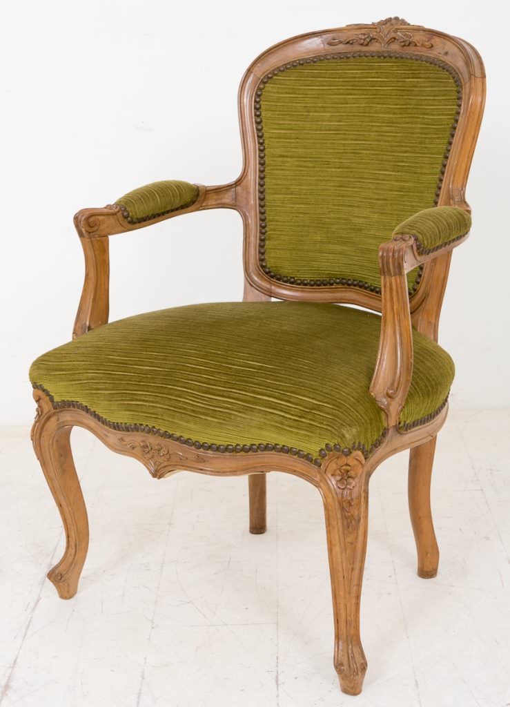 Pair of Pretty French Walnut Open Armchairs