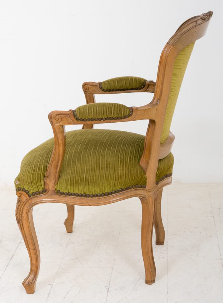 Pair of Pretty French Walnut Open Armchairs