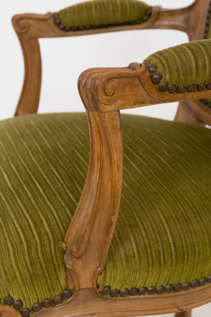 Pair of Pretty French Walnut Open Armchairs
