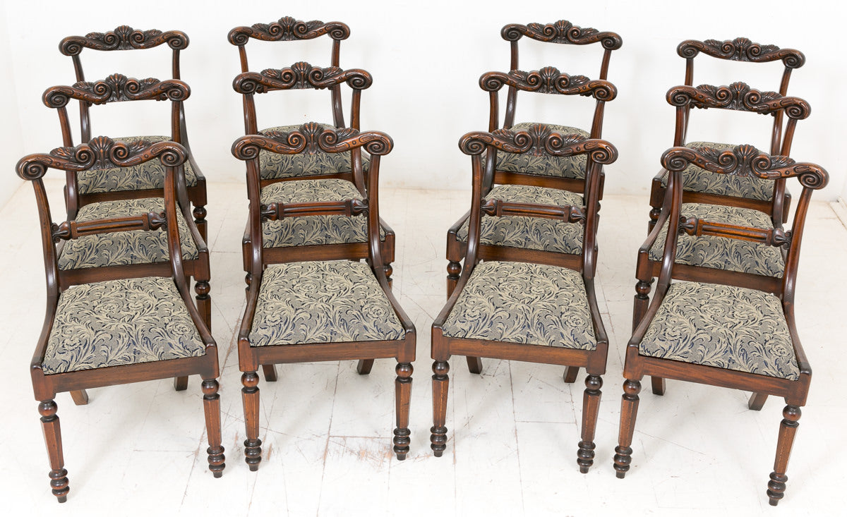 Set of 12 William IV Mahogany dining Chairs