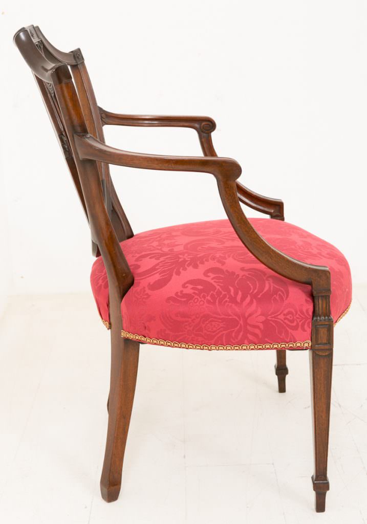 Pair of Mahogany Hepplewhite Style Open Arm Chairs