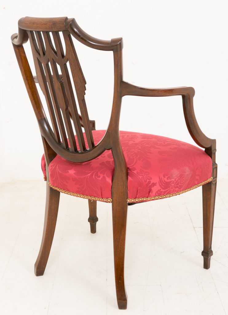 Pair of Mahogany Hepplewhite Style Open Arm Chairs