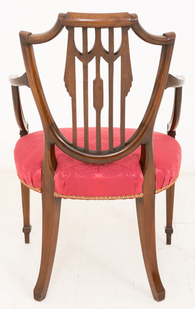 Pair of Mahogany Hepplewhite Style Open Arm Chairs