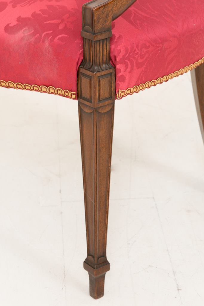 Pair of Mahogany Hepplewhite Style Open Arm Chairs