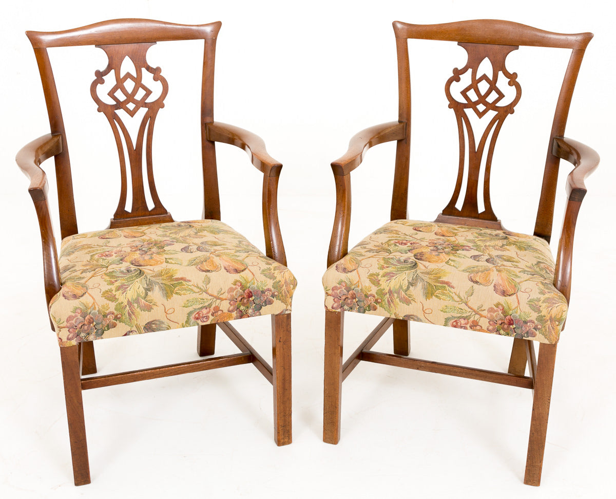 Pair of Mahogany Chippendale Style Armchairs