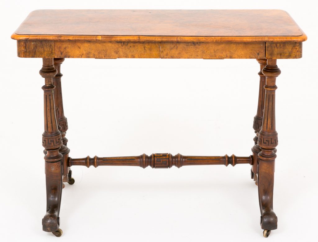Burr Walnut Victorian Library Table