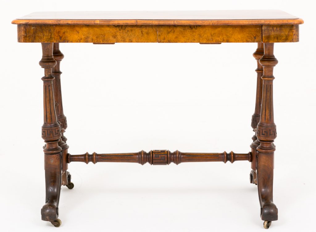 Burr Walnut Victorian Library Table