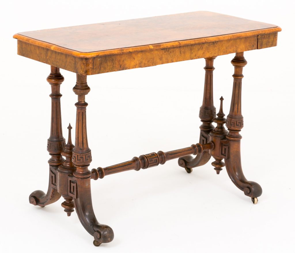 Burr Walnut Victorian Library Table