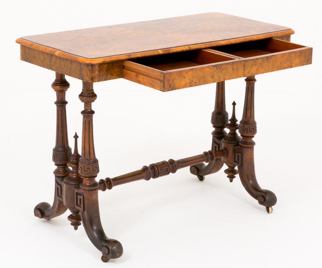 Burr Walnut Victorian Library Table