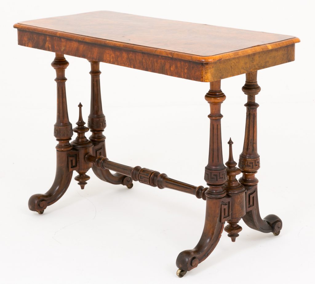 Burr Walnut Victorian Library Table