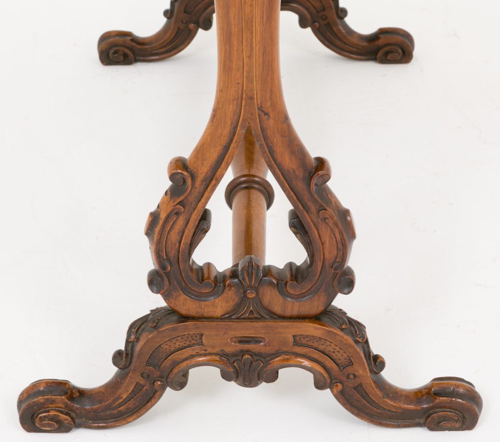 Victorian Burr Walnut Shaped Stretcher table.