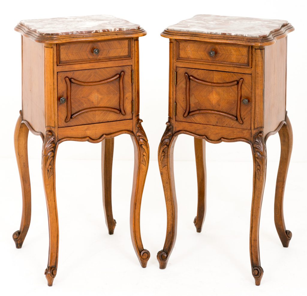 Pair of Stunning French Bedside Cabinets in Walnut