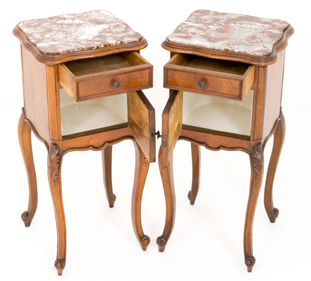 Pair of Stunning French Bedside Cabinets in Walnut