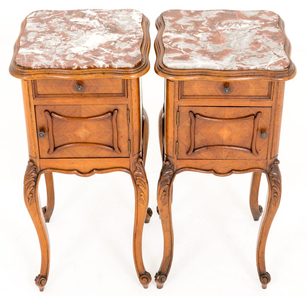 Pair of Stunning French Bedside Cabinets in Walnut