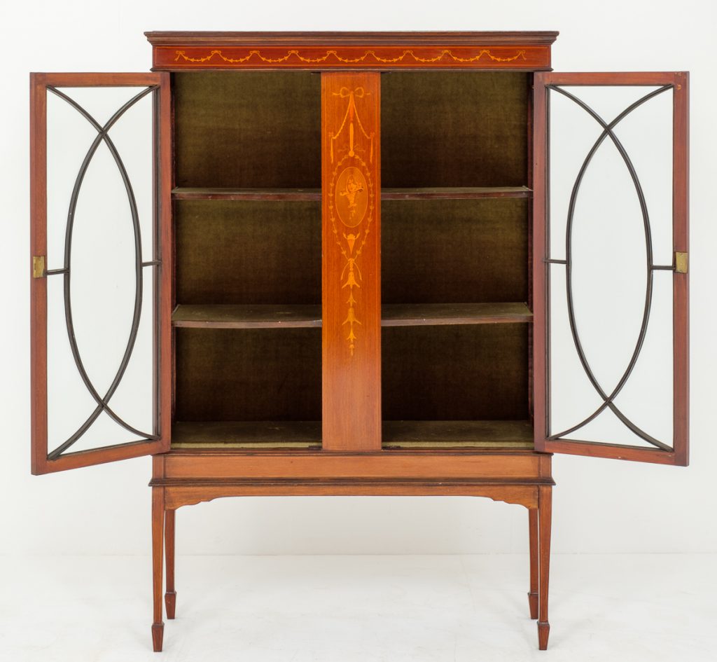 Mahogany Sheraton Revival Display Cabinet