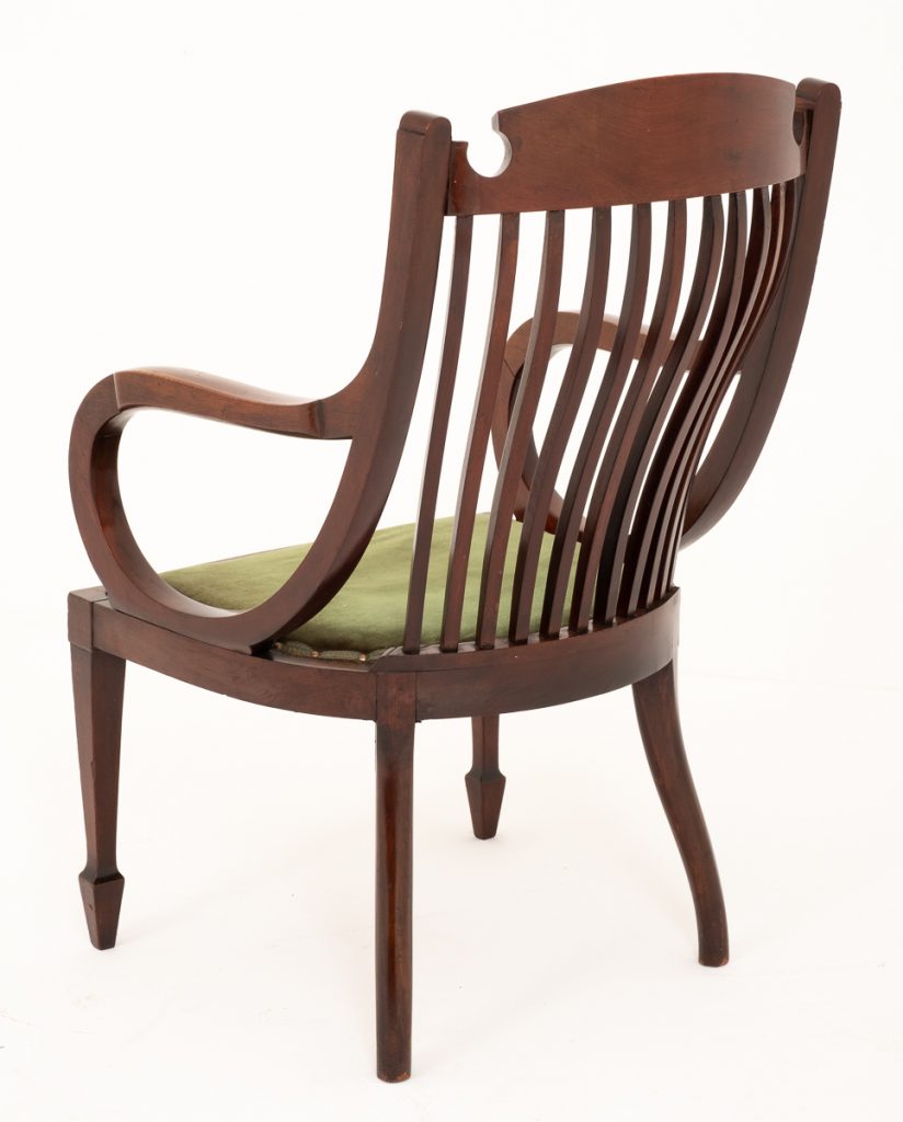 Sheraton Revival Mahogany Inlaid Elbow Chair