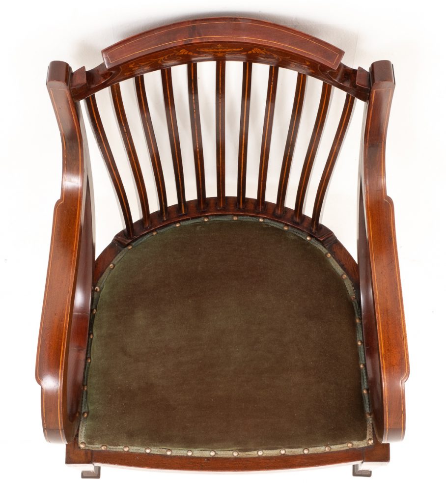 Sheraton Revival Mahogany Inlaid Elbow Chair