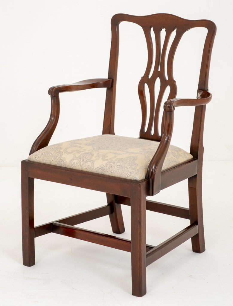 Georgian Style Mahogany Open Elbow Chair