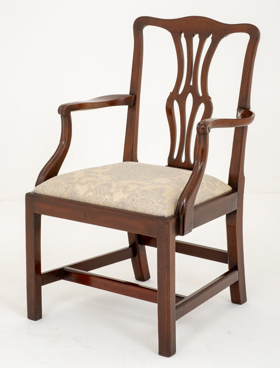Georgian Style Mahogany Open Elbow Chair