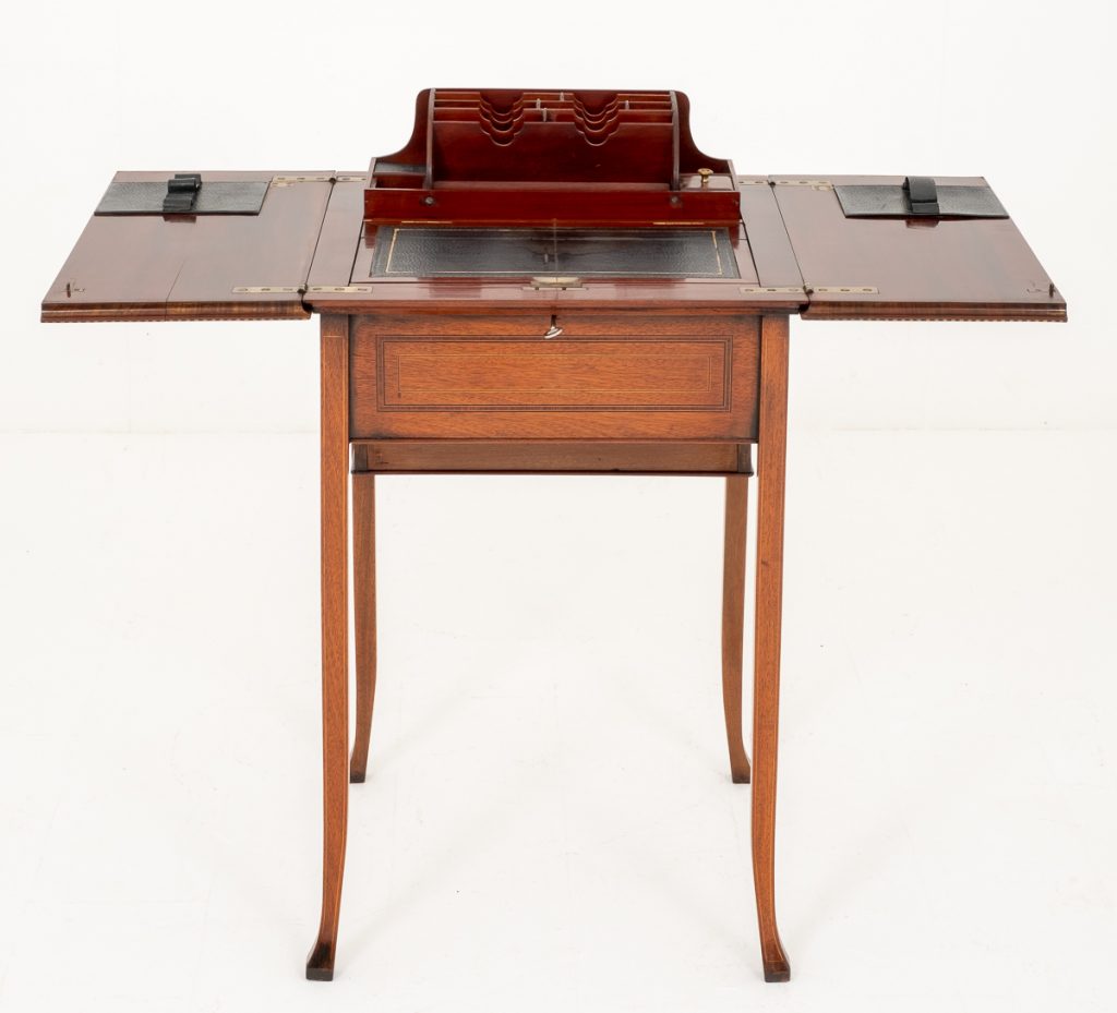 Mahogany Sheraton Revival Popup Writing Table