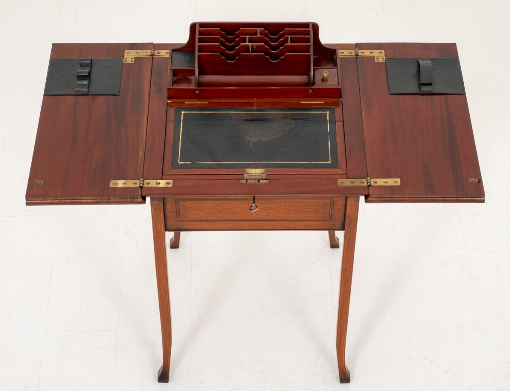 Mahogany Sheraton Revival Popup Writing Table