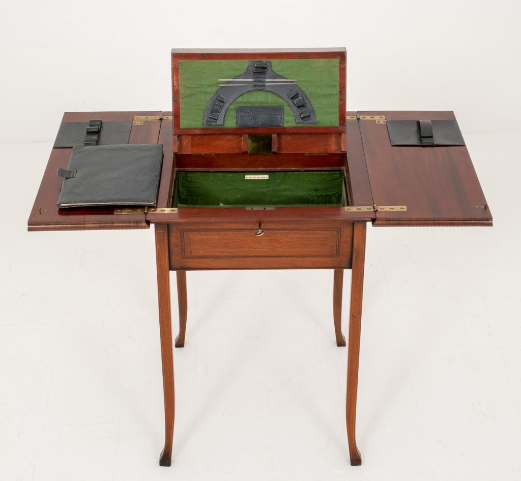 Mahogany Sheraton Revival Popup Writing Table
