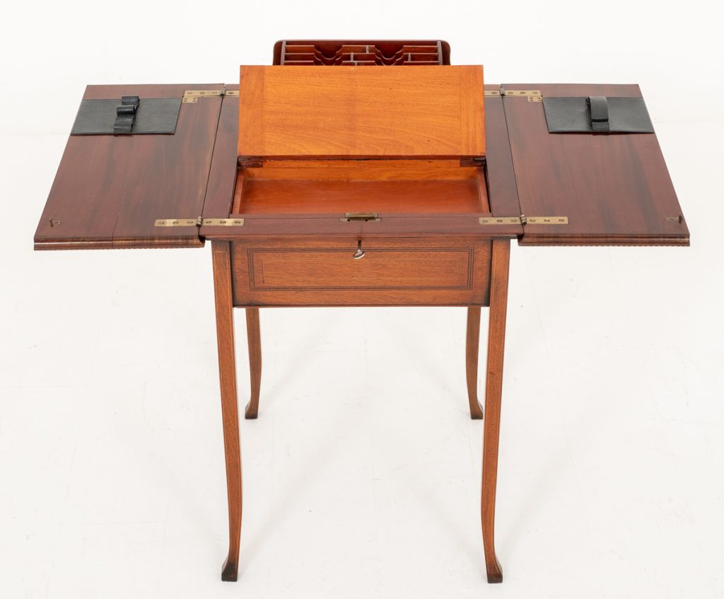 Mahogany Sheraton Revival Popup Writing Table