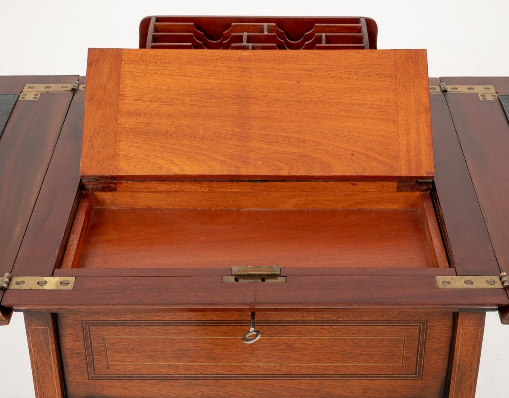 Mahogany Sheraton Revival Popup Writing Table