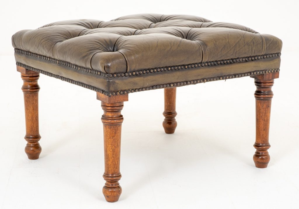 Victorian Style Leather Foot Stool