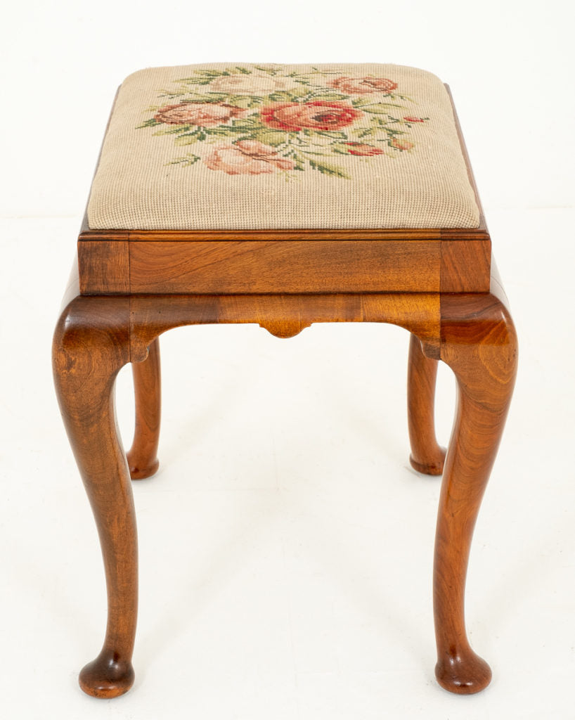 Walnut Queen Anne Style Stool