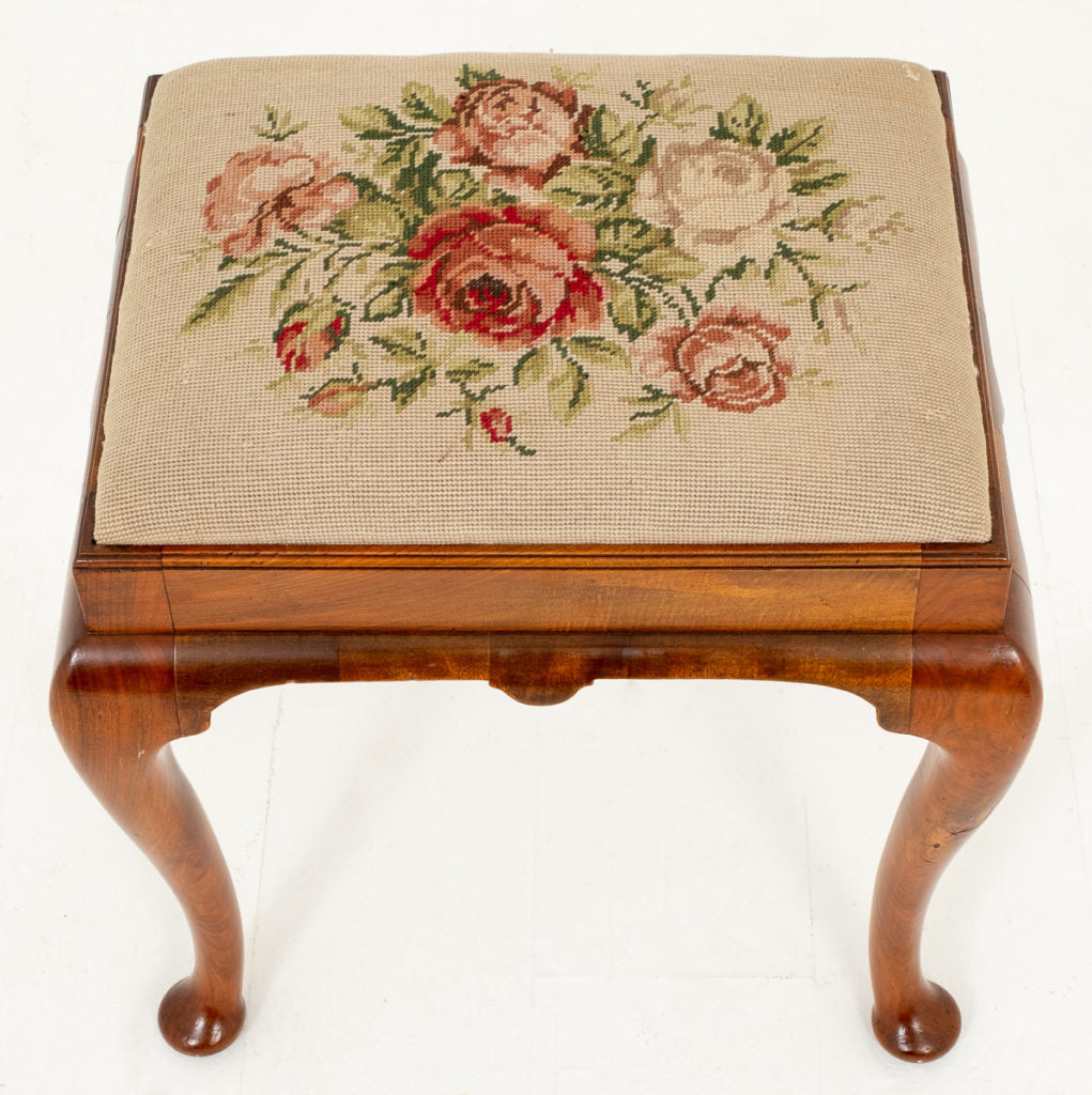 Walnut Queen Anne Style Stool