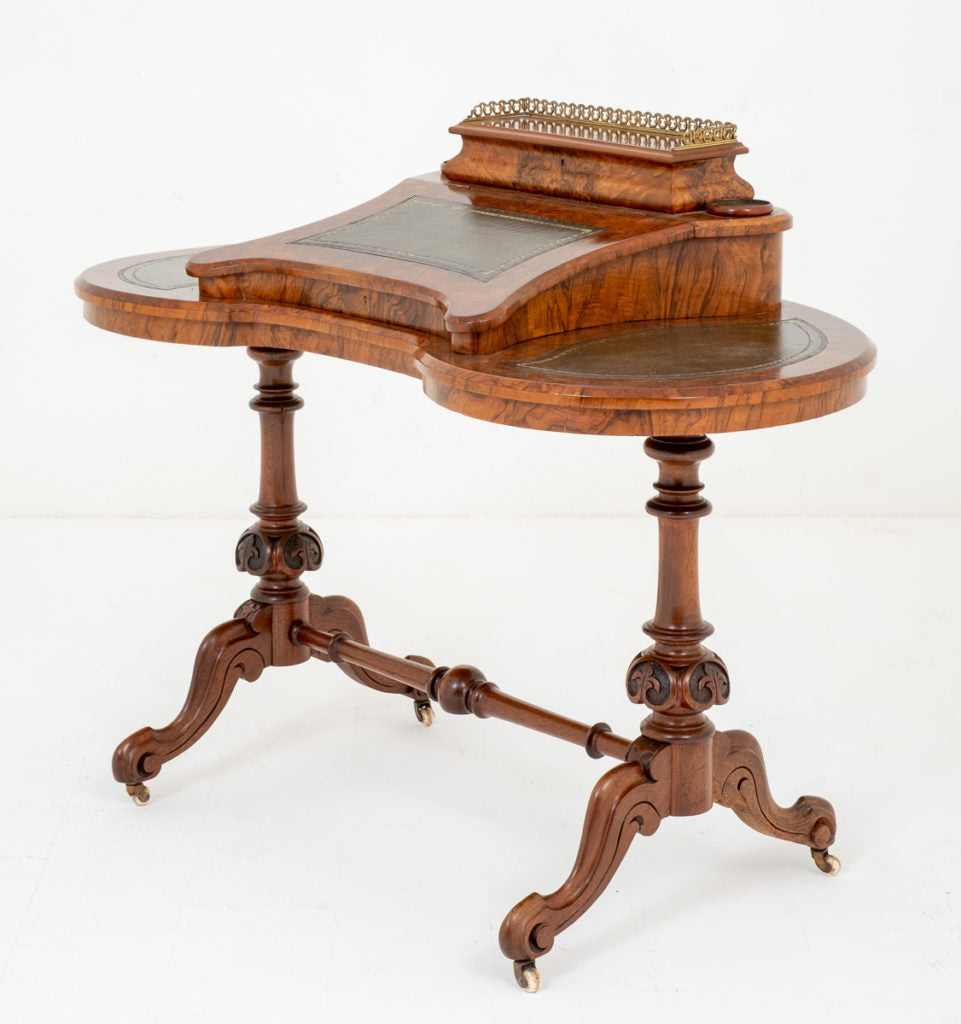 Pretty Victorian Walnut Shaped Writing Table