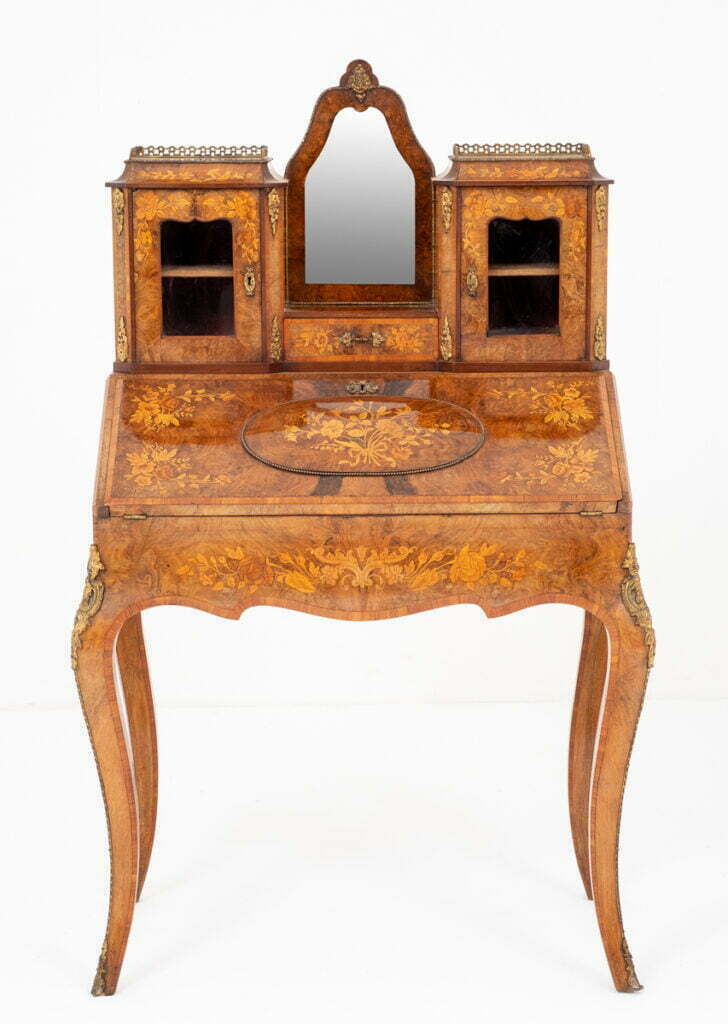 Wonderful French Walnut and Marquetry Bonheur de Jour