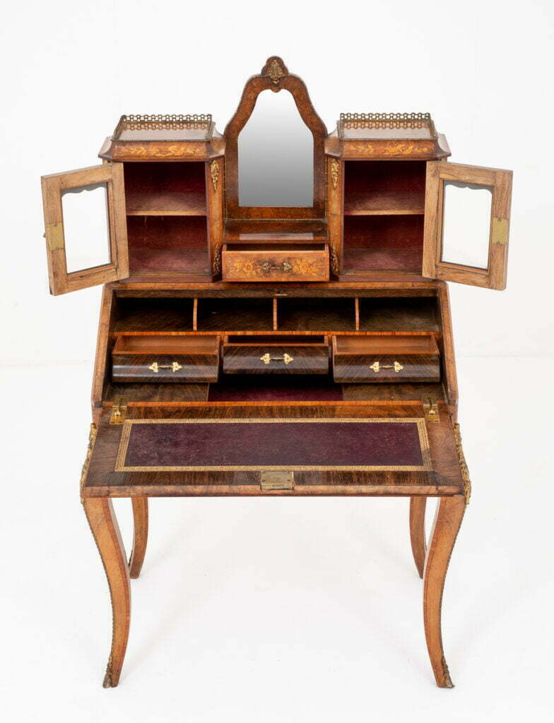 Wonderful French Walnut and Marquetry Bonheur de Jour