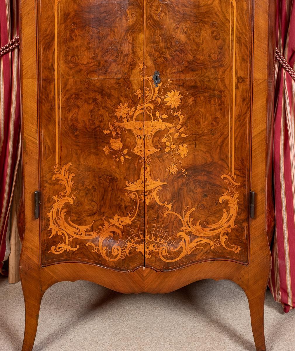 Amazing 6 Piece French Burr Walnut and Marquetry Bedroom Suite