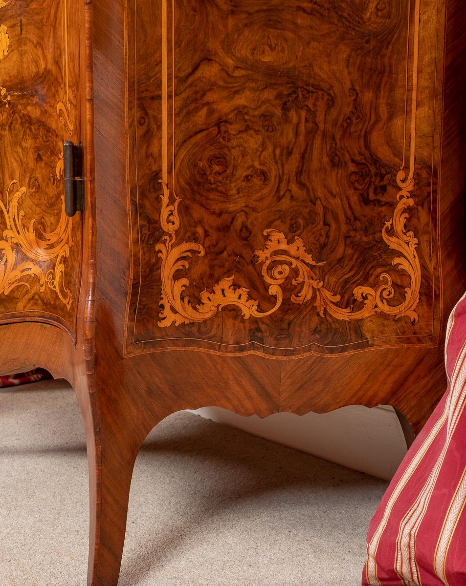 Amazing 6 Piece French Burr Walnut and Marquetry Bedroom Suite